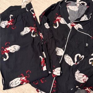 Victoria's Secret Black and Red Swan Pajama Set